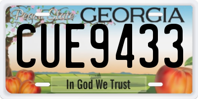GA license plate CUE9433
