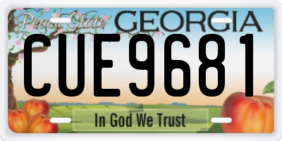 GA license plate CUE9681