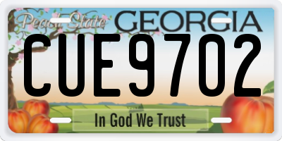 GA license plate CUE9702