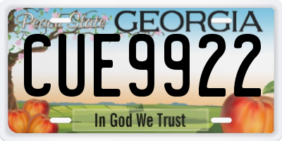 GA license plate CUE9922