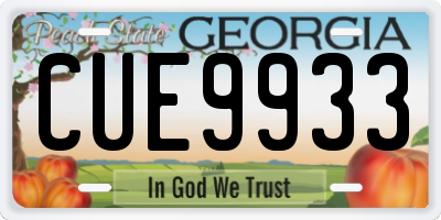 GA license plate CUE9933