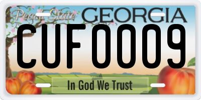 GA license plate CUF0009