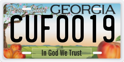 GA license plate CUF0019
