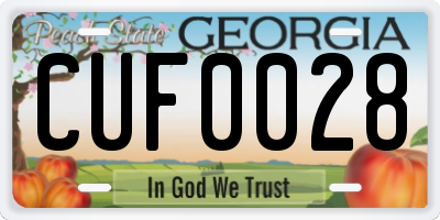 GA license plate CUF0028