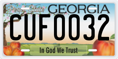 GA license plate CUF0032