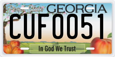 GA license plate CUF0051