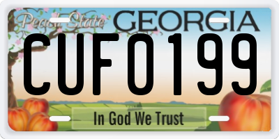GA license plate CUF0199