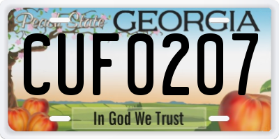 GA license plate CUF0207