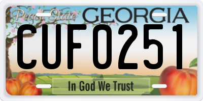 GA license plate CUF0251