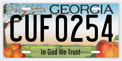 GA license plate CUF0254