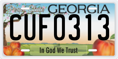 GA license plate CUF0313