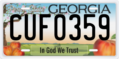 GA license plate CUF0359
