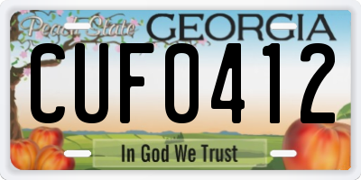 GA license plate CUF0412