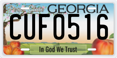 GA license plate CUF0516
