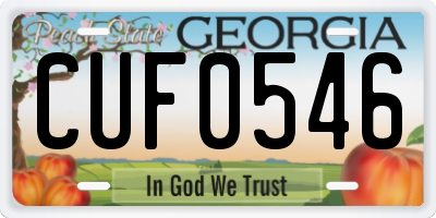 GA license plate CUF0546