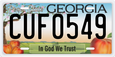 GA license plate CUF0549