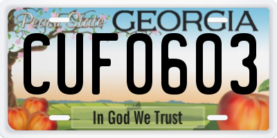 GA license plate CUF0603