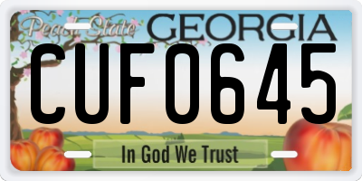 GA license plate CUF0645