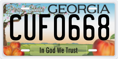GA license plate CUF0668