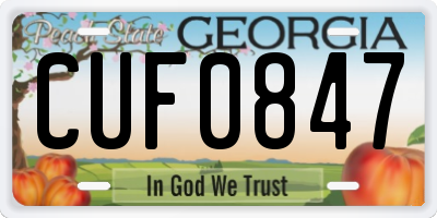 GA license plate CUF0847