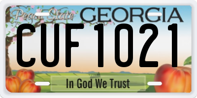 GA license plate CUF1021