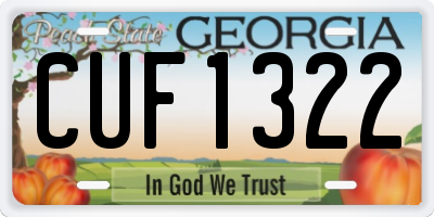 GA license plate CUF1322