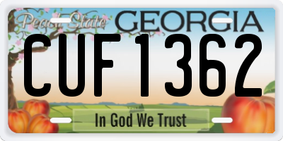GA license plate CUF1362