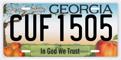 GA license plate CUF1505