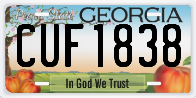 GA license plate CUF1838