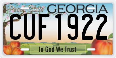 GA license plate CUF1922