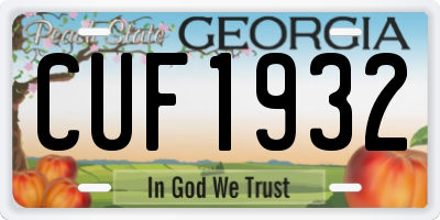 GA license plate CUF1932