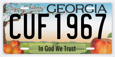 GA license plate CUF1967
