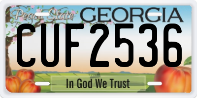 GA license plate CUF2536