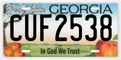 GA license plate CUF2538