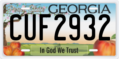 GA license plate CUF2932