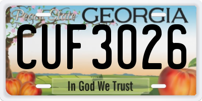 GA license plate CUF3026