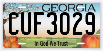 GA license plate CUF3029