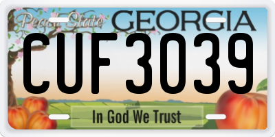 GA license plate CUF3039