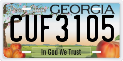 GA license plate CUF3105