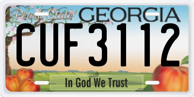 GA license plate CUF3112