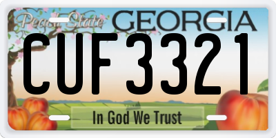 GA license plate CUF3321