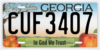 GA license plate CUF3407