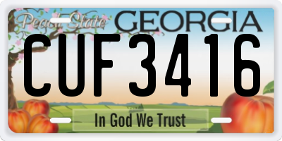 GA license plate CUF3416