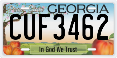 GA license plate CUF3462