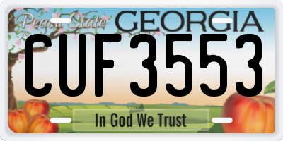 GA license plate CUF3553