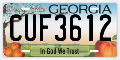 GA license plate CUF3612