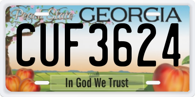 GA license plate CUF3624