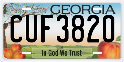 GA license plate CUF3820