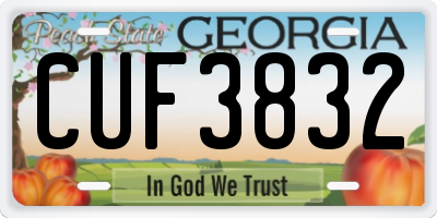 GA license plate CUF3832