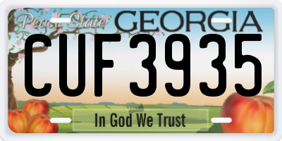 GA license plate CUF3935